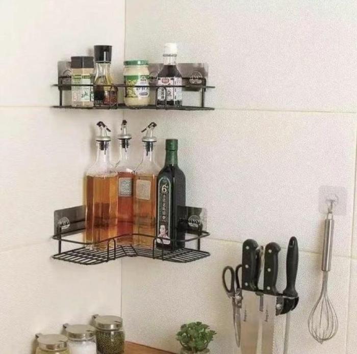 RackSpace™ Metal Bathroom Corner Storage Shelves